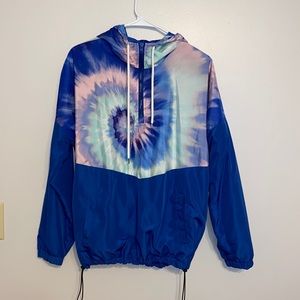Tie dye and navy blue winder breaker